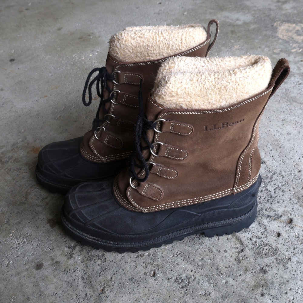 L.L.Bean Men's Size 10‎ M Brown Leather Insulated Snow Duck Boots Winter